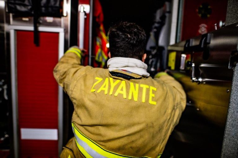 Zayante firefighter facing away from the camera